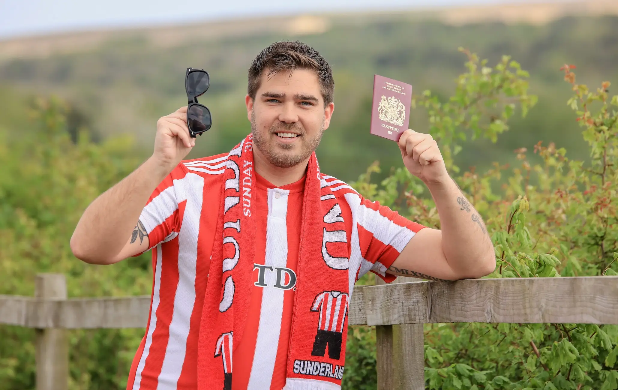 Sunderland football fan James Jelly revealed he's travelling to Wembley via Menorca.