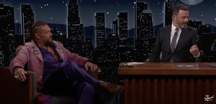 Momoa did start the interview with clothes on.