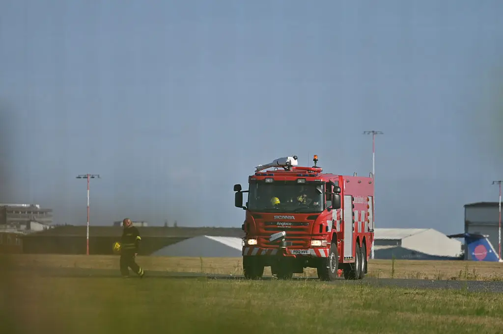 Emergency crews seen at Southend Airport in the aftermath (Getty Images)