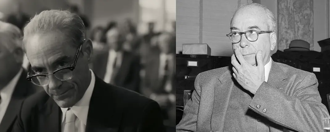 Robert Downey Jr as Lewis Strauss, chairman of the Atomic Energy Commission.