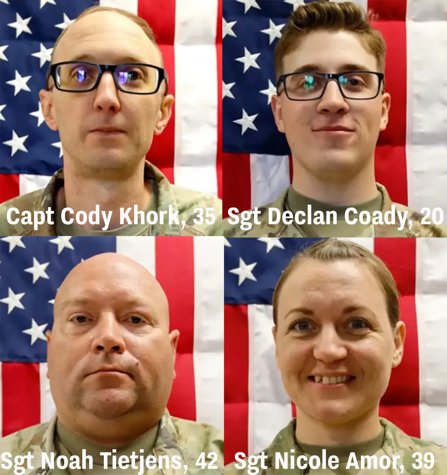 Four of the six US soldiers who have died (US Army Reserve Command)