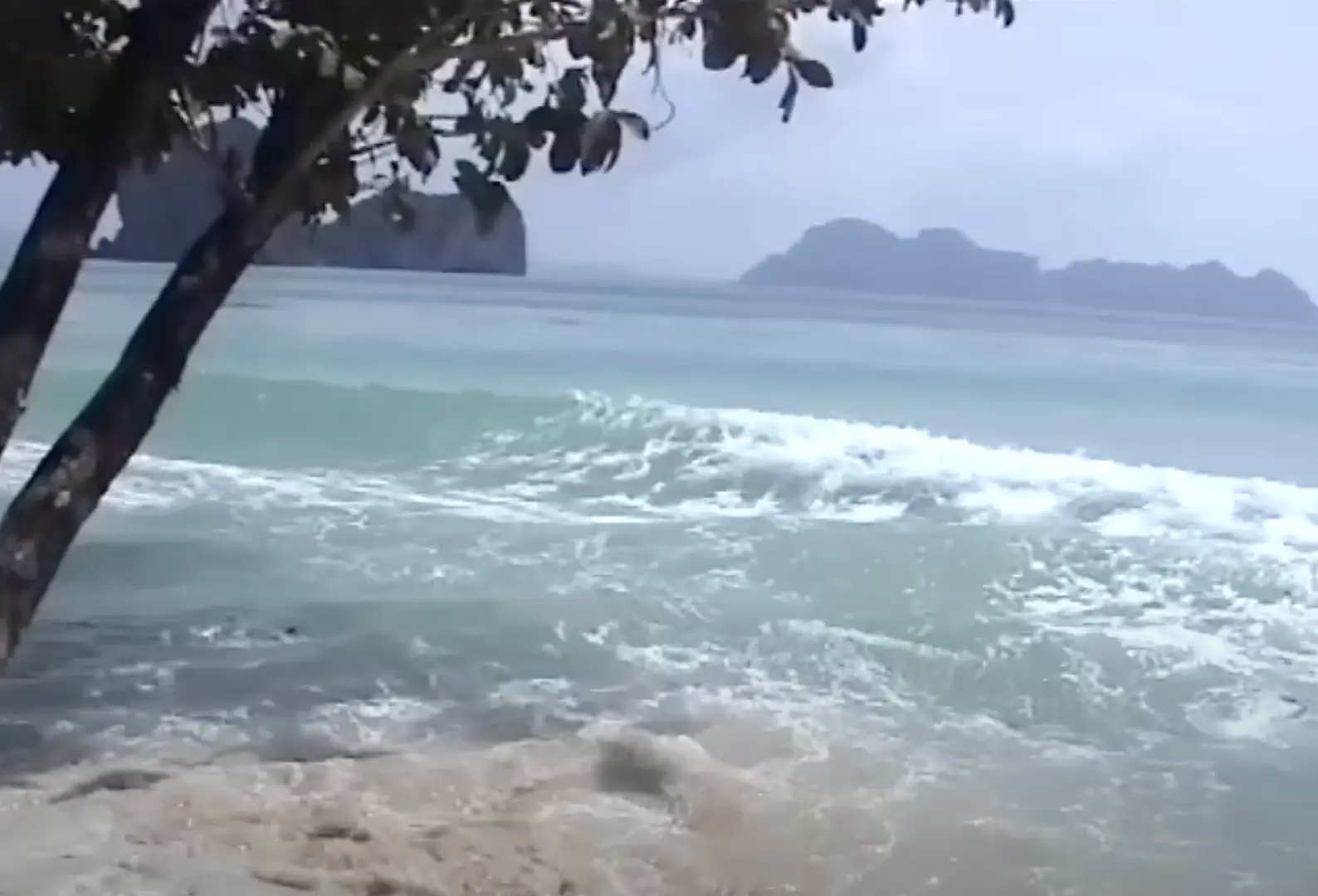 Luckily, the group were protected from the worst of the impact. (YouTube/JulianHadden1)