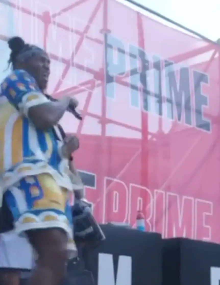 KSI showing his footwork to avoid the Prime bottles.