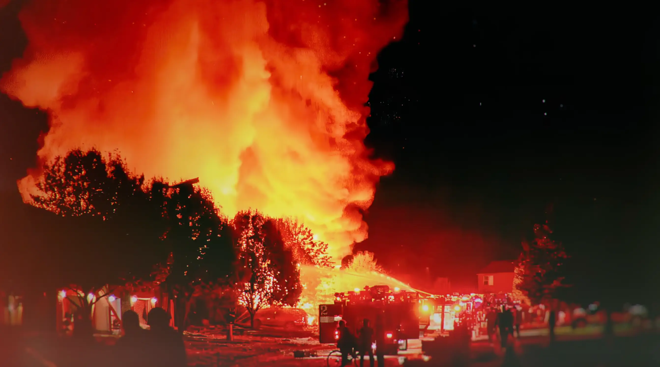 The explosion caused a fire, and two next door neighbours were killed (Netflix)