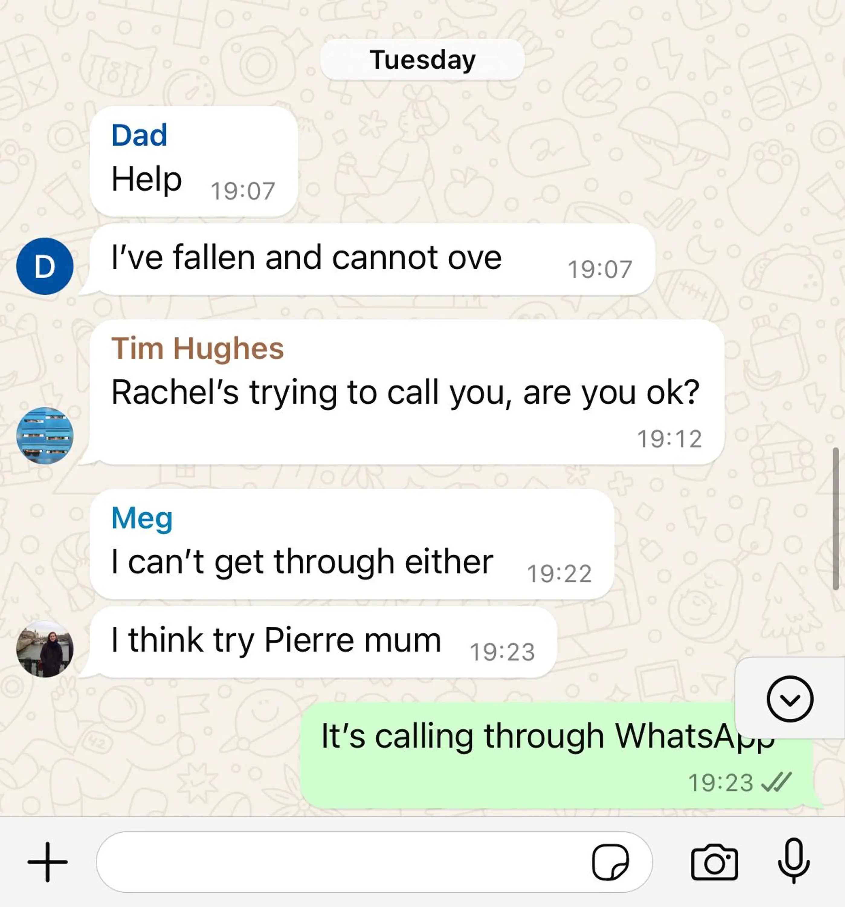 The father-of-four wrote a worrying message in the family group chat. (Family Handout/PA)