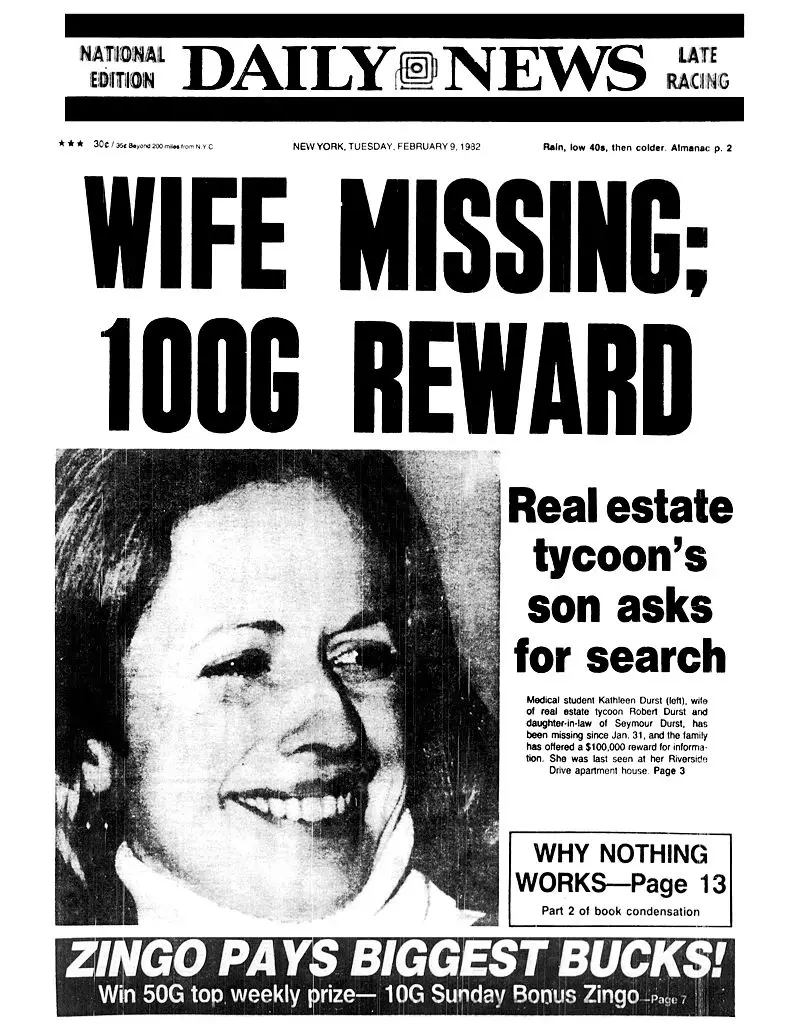 Durst's wife went 'missing' in 1982 (NY Daily News via Getty Images)