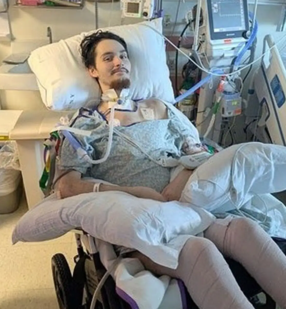 The 22-year-old was recovering from his injuries when he died from pneumonia (Facebook/Tiffany Waterman) 