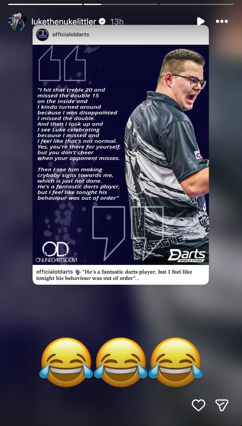 Littler appeared unapologetic for his actions on Instagram (Instagram/@lukethenukelittler)