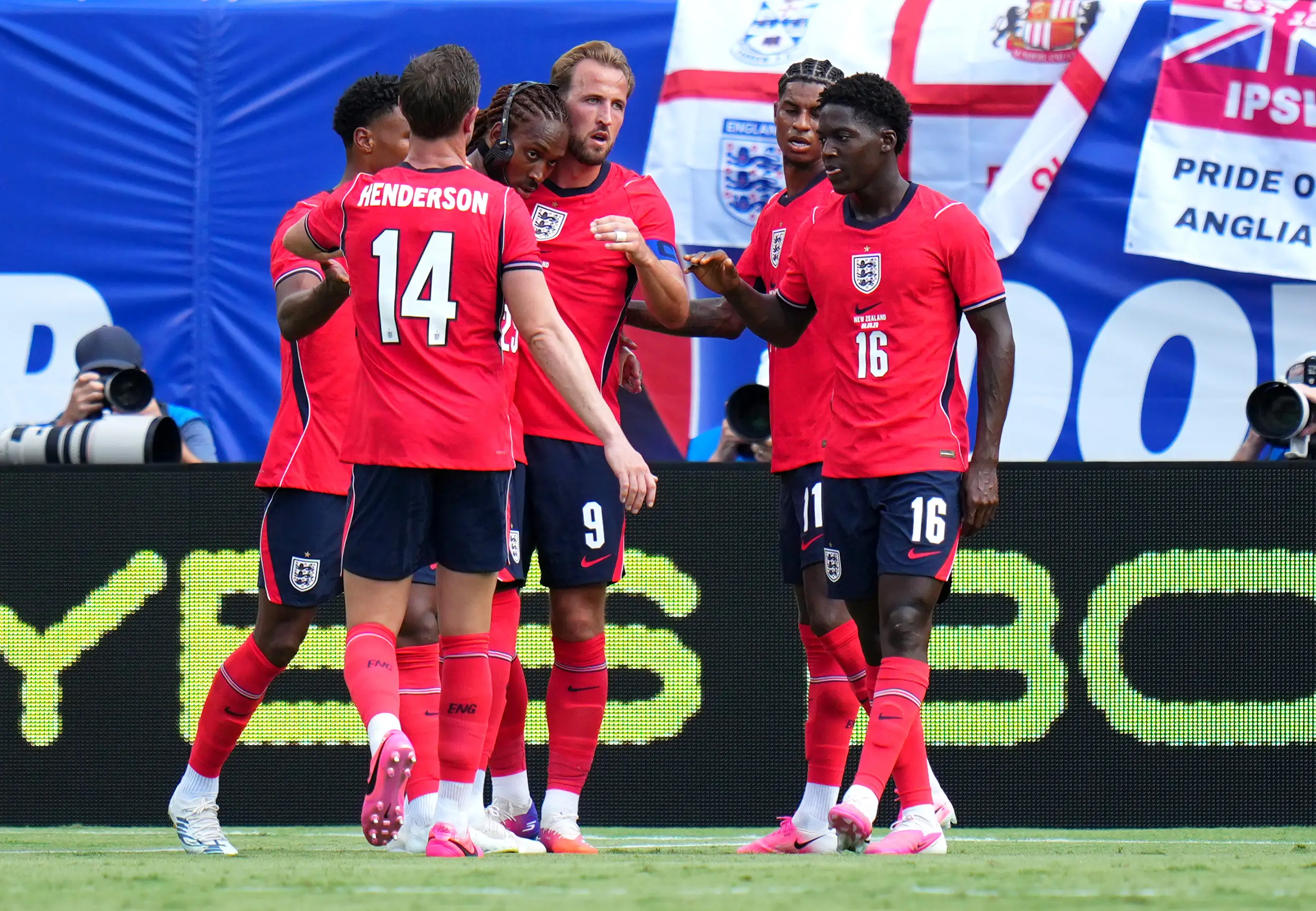 England players celebrate against New Zealand. Rich Storry/Getty Images