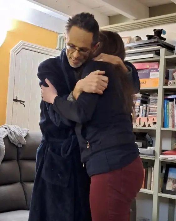 Rachael and Dave hug two days before he died. (PA Real Life)