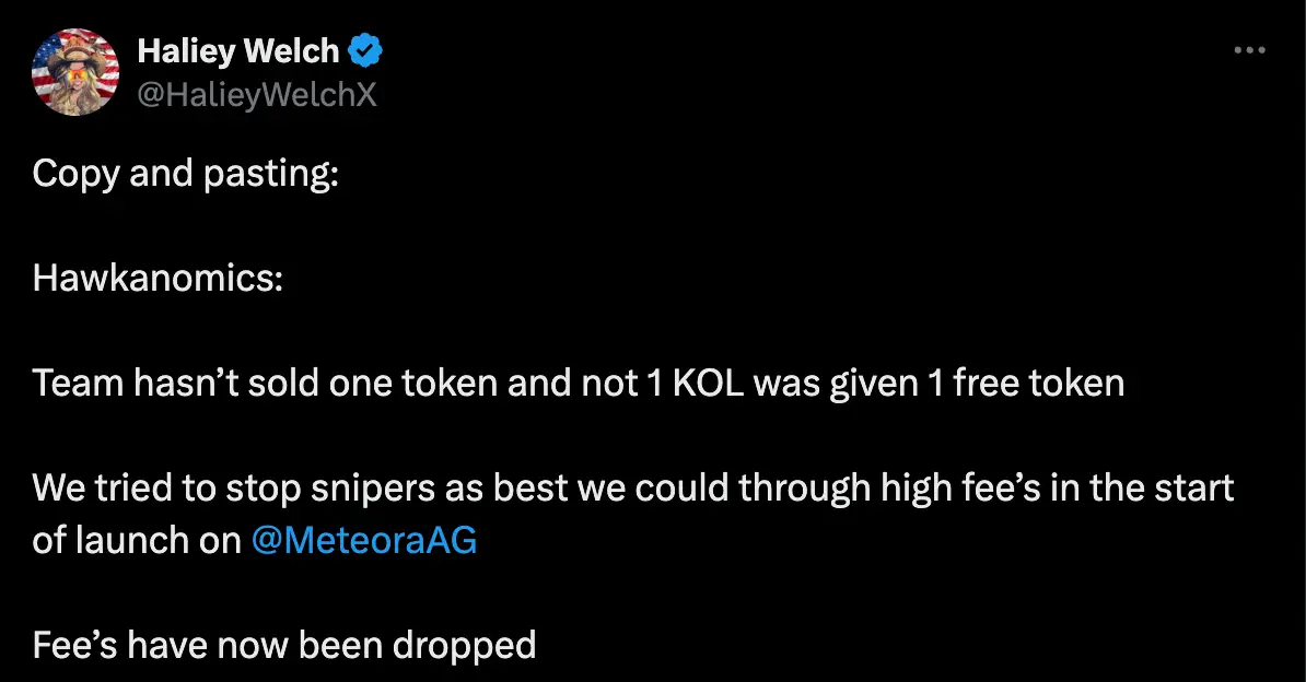 Welch issued a response on Twitter (X/HalieyWelchX