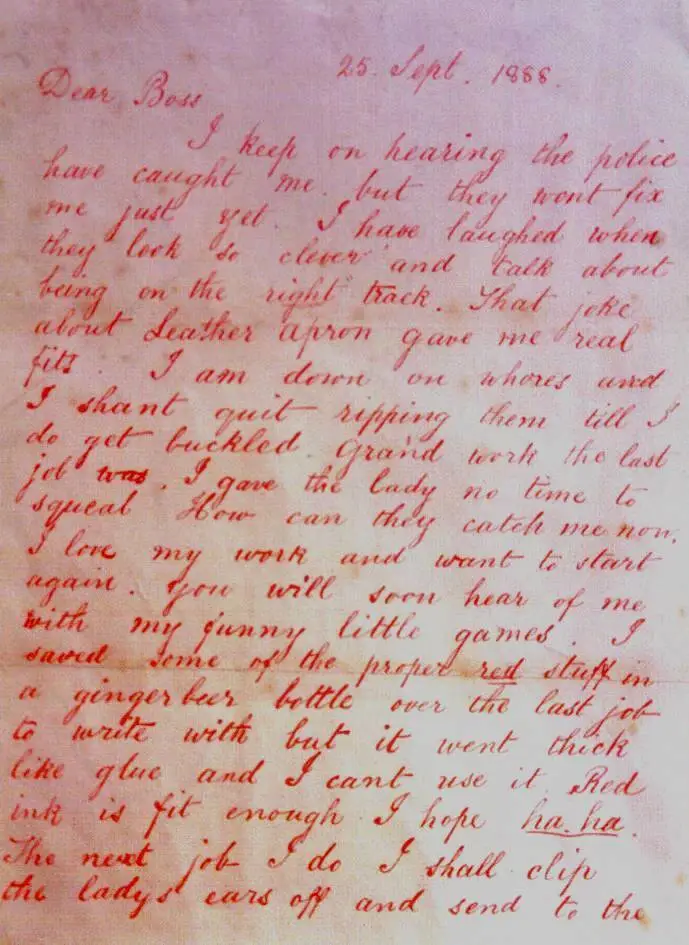 The infamous 'Dear Boss' letter (Public Domain)