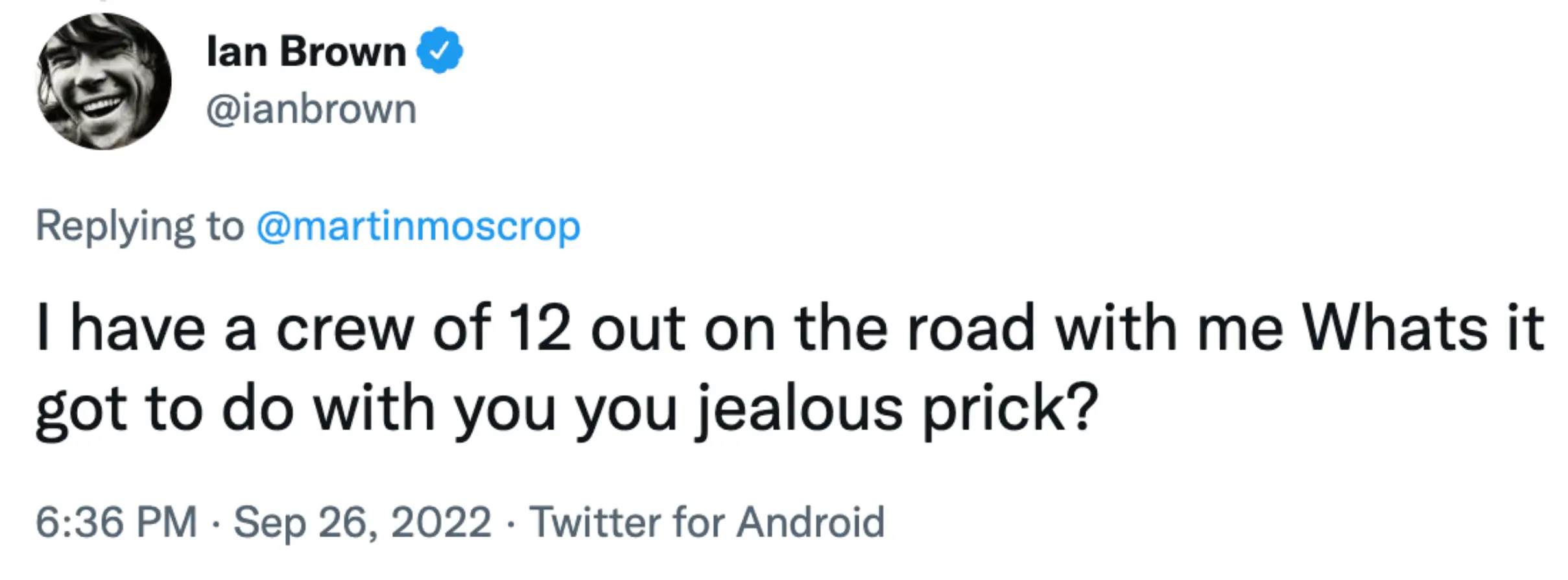 Brown did not take kindly to the tweet.