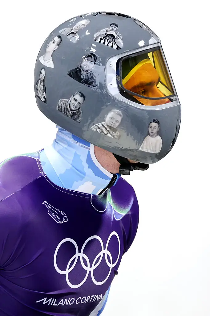 Heraskevych wore the helmet during an Olympic training session (Richard Heathcote/Getty Images)