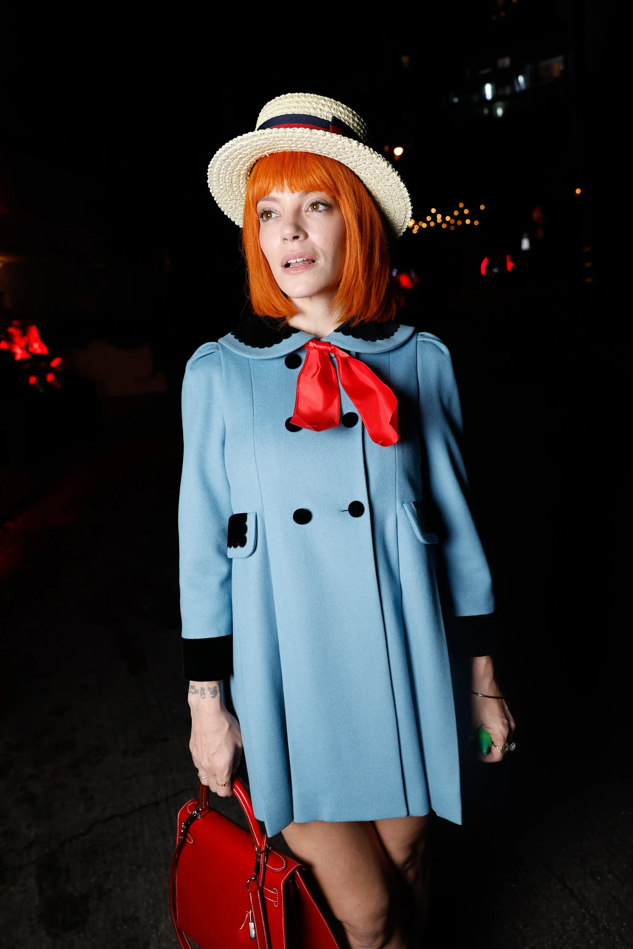 Allen dressed as the character from the 1998 film Madeline for Halloween in an apparent reference to Harbour's alleged mistress (Rachpoot/Bauer-Griffin/GC Images)