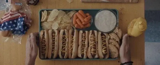 The dream platter, seven hot dogs (Warner Bros.)