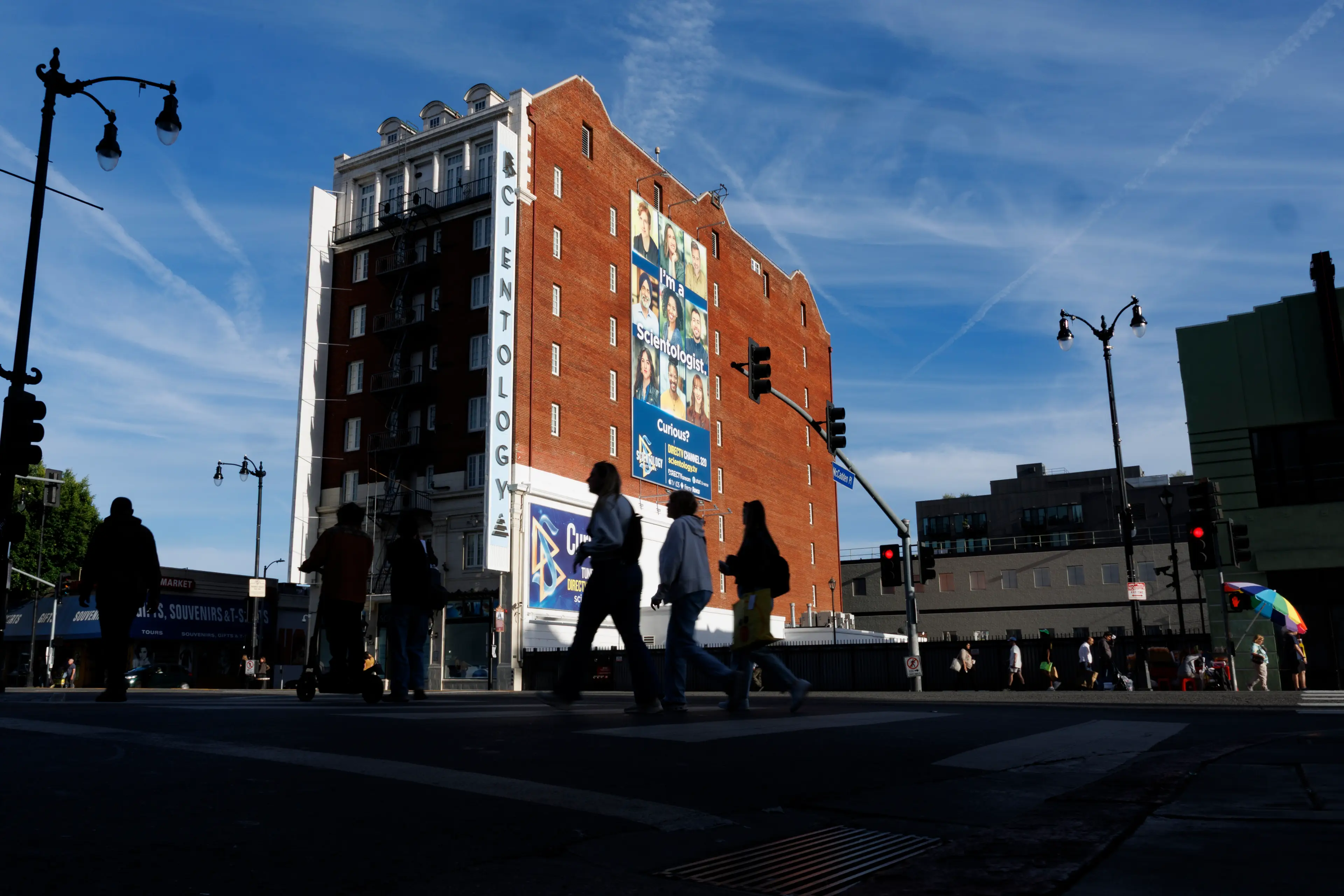 The trend has gone viral, with numerous videos showing people 'speed-running' Scientology buildings (Gina Ferazzi / Los Angeles Times via Getty Images)