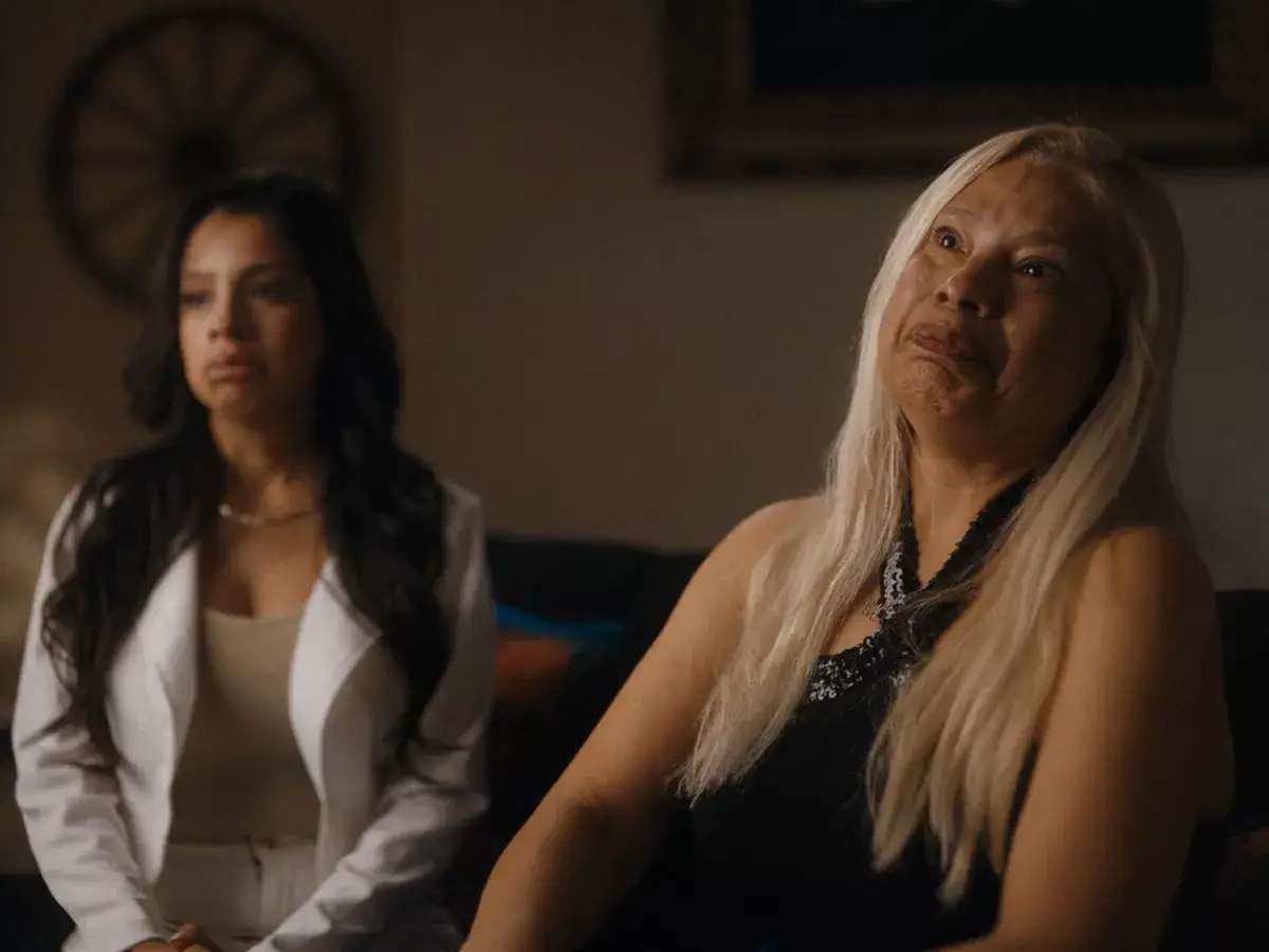 Maria Pena (right) spoke about her son's death (Netflix)