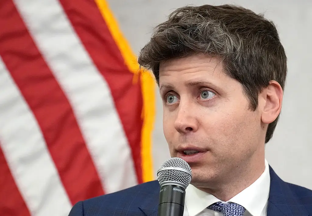 Sam Altman (pictured) is locked in a war of words with Elon Musk (Andrew Harnik/Getty Images)