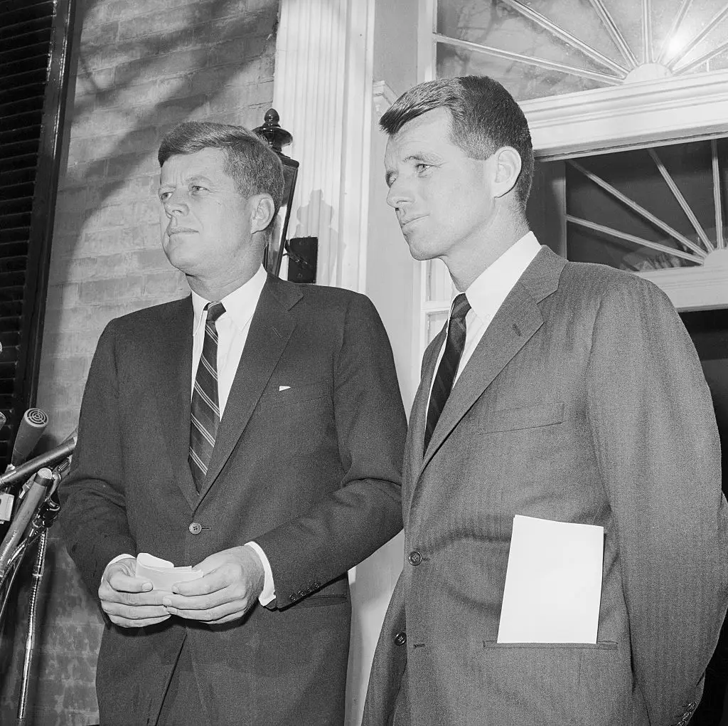 Former President John F. Kennedy and his brother Robert were linked to Monroe's death after being rumoured to have had affairs with her (Bettmann/Getty Images)