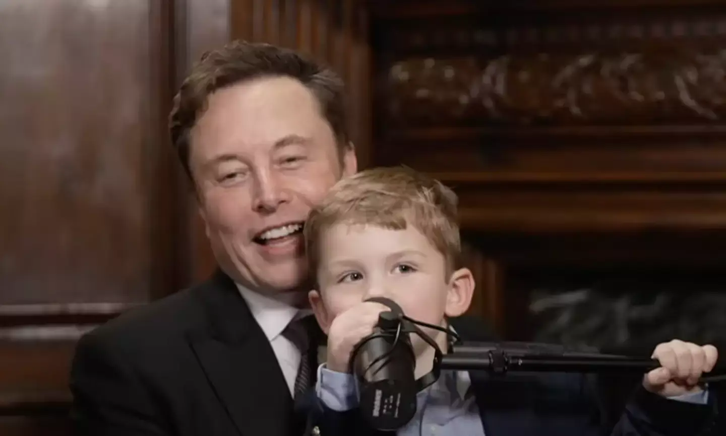 Musk seen with his four-year-old son in November last year (Tucker Carlson)