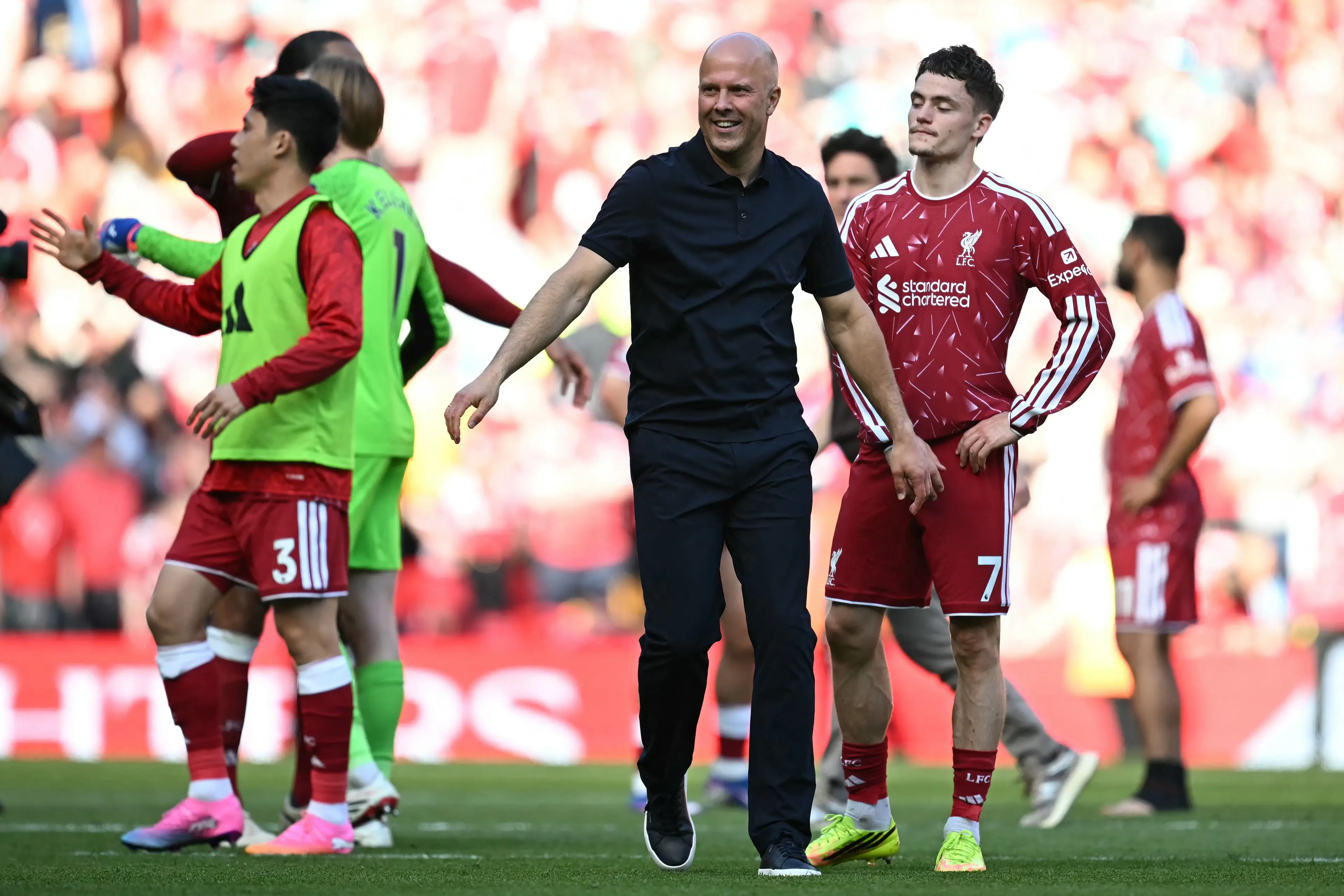 Slot's out. (Paul ELLIS / AFP via Getty Images)