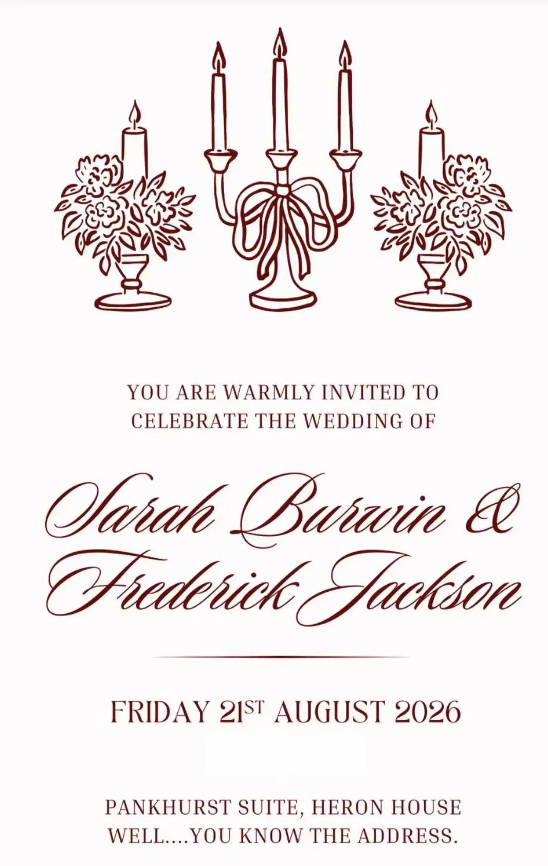 Burnham was sent an invite to the nuptials he has promised not to 'ruin' (TikTok/@sazburwin)