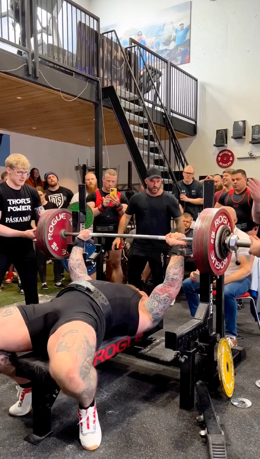 The Mountain has shown off the damage after tearing his pec during a bench press.