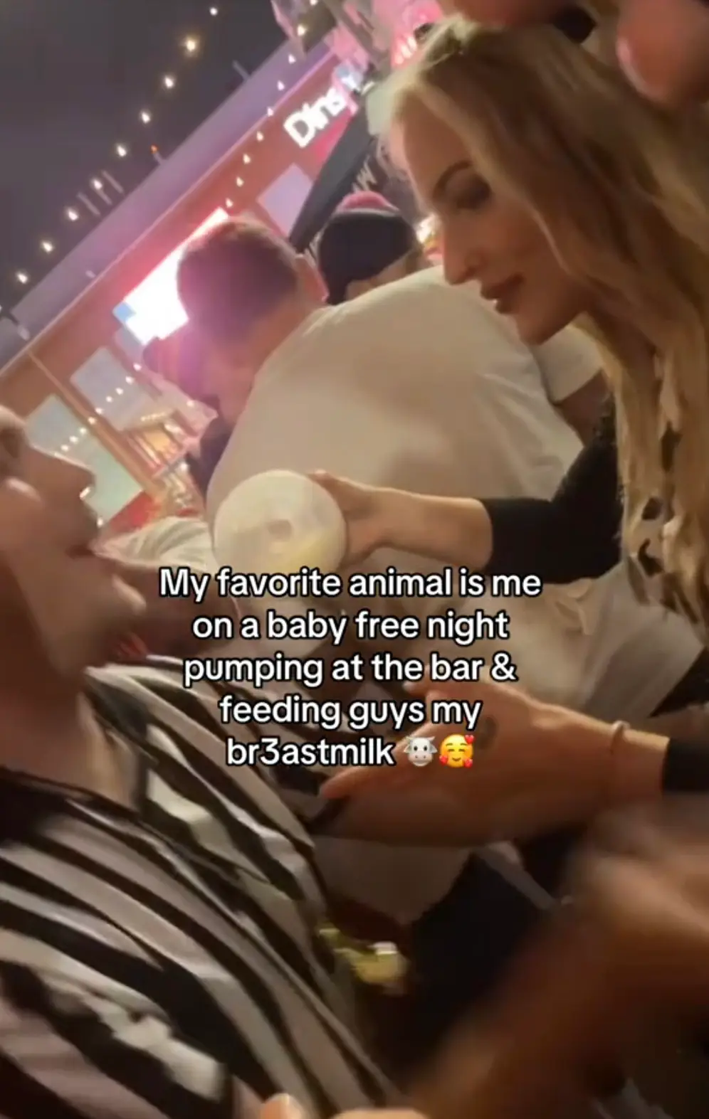 Kitty Walls, 29, enjoys feeding strangers her breast milk on a night out (TikTok/@kwalls21)