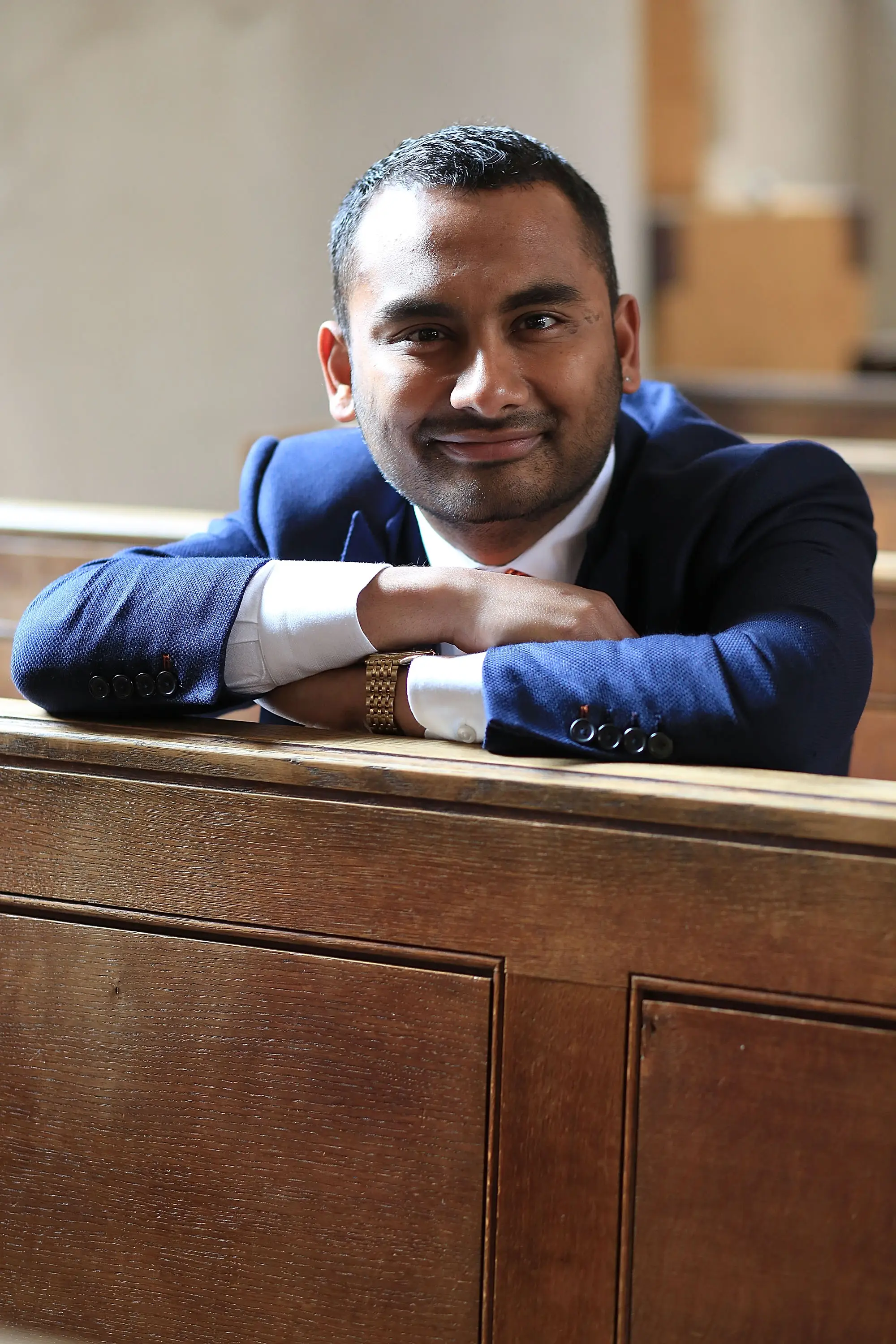 It was a pretty awkward situation for Rajan. (John Phillips/Getty Images for Advertising Week)