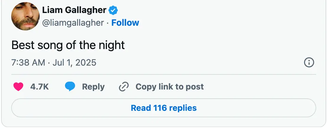 The Oasis frontman had his say on the matter (X)