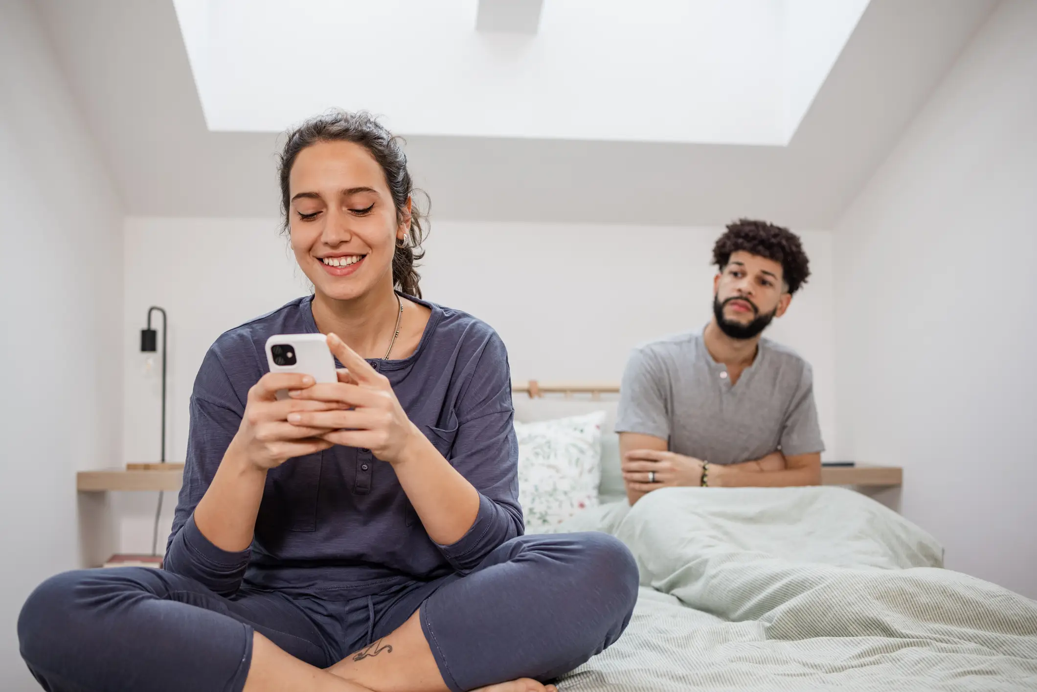 "Babe, are you texting someone else?" "Yeah, we're basically already dating but I wasn't going to tell you for another month." (Getty Images)