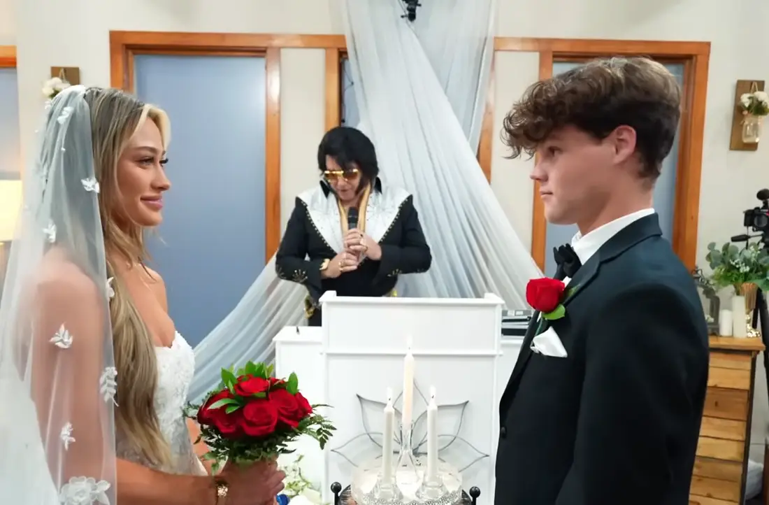 They had a non-legally binding Vegas ceremony last year, but they've since split up (YouTube/Jack Doherty)