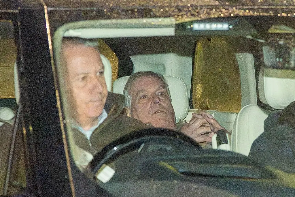 Andrew being driven away from a police station following his arrest (MEGA/GC Images)