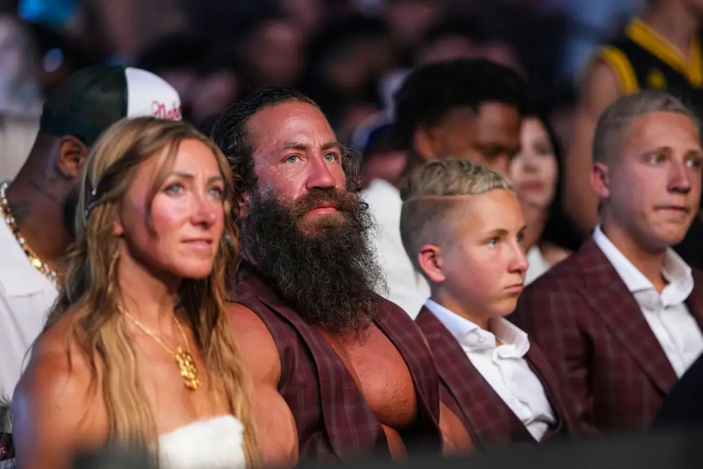 The Liver King and his family in 2022 (Cooper Neill/Zuffa LLC)