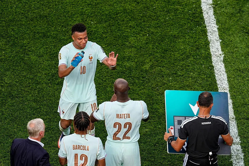Mbappe came off after scoring the winner (Andrew Katsampes/ISI Photos/ISI Photos via Getty Images)