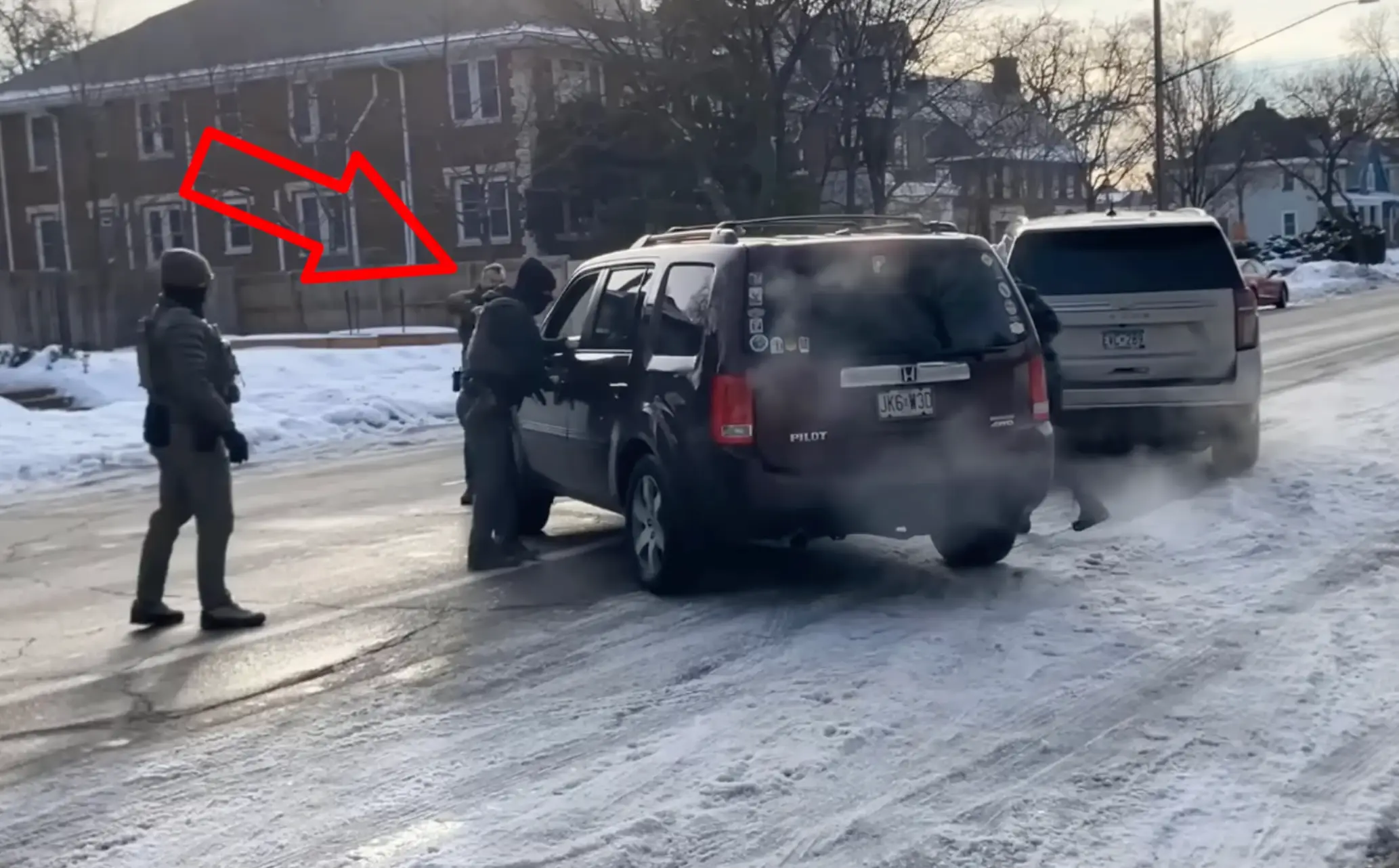 Ross can be seen standing in front of the vehicle as Good looked to drive away (X)