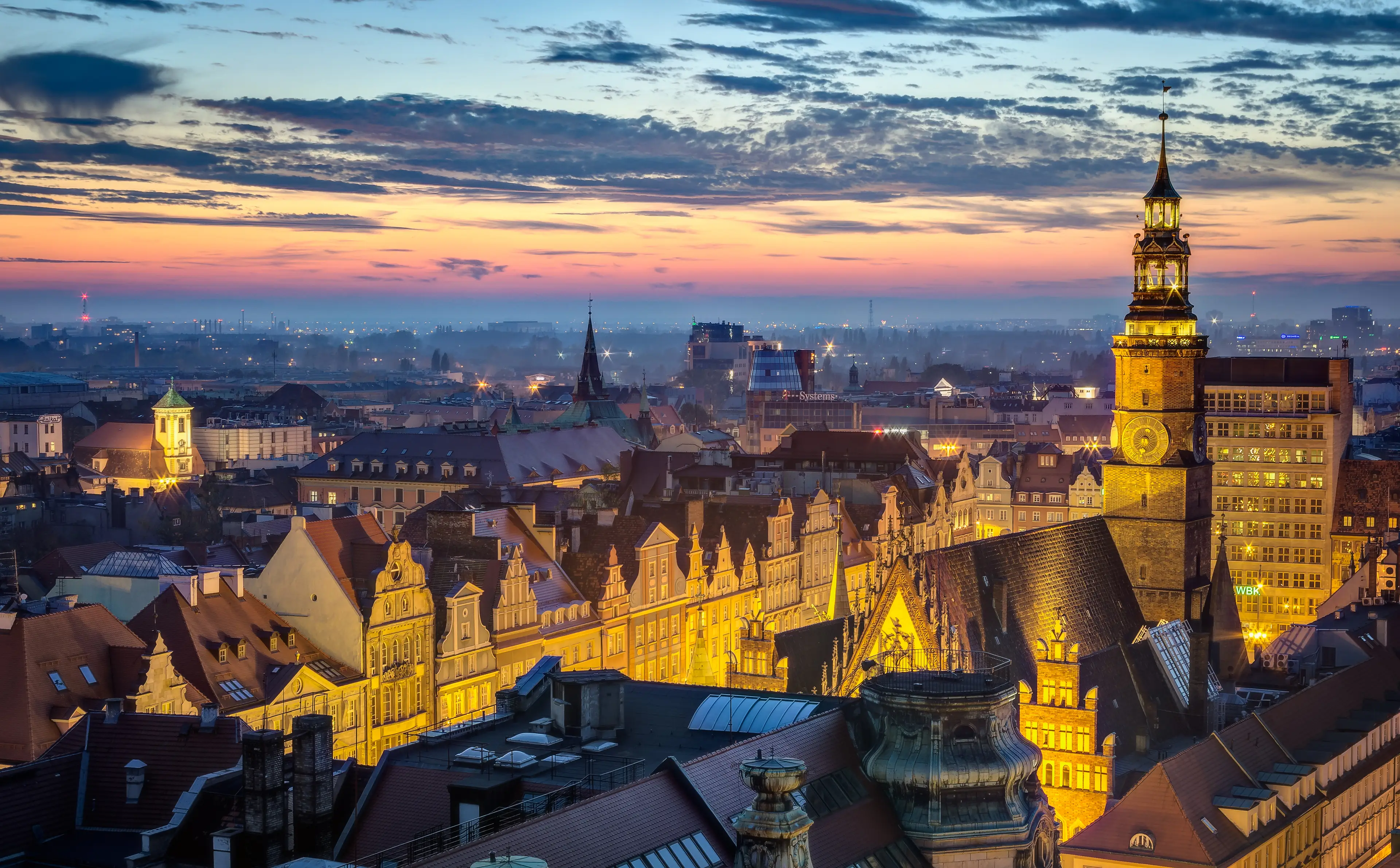 Colourful sunset over Old Town Square in Wroclaw, Poland (Getty Stock Images)