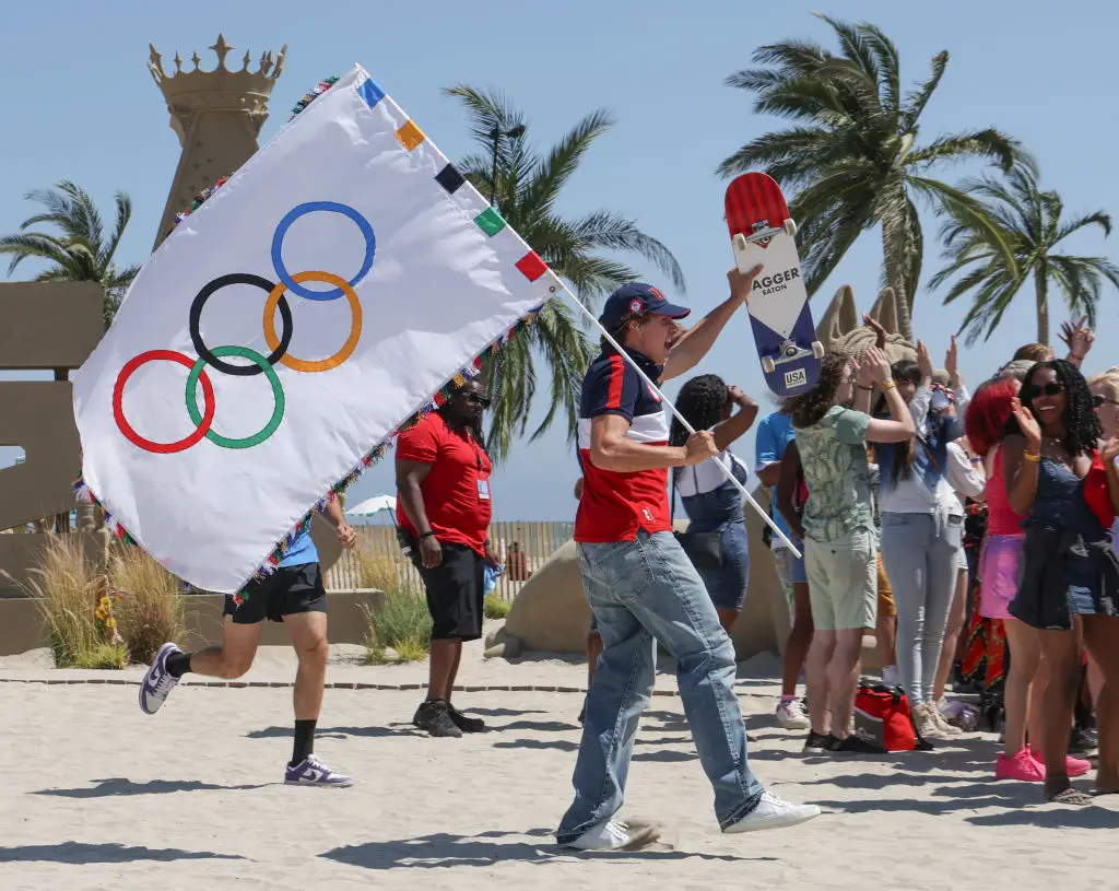 The closing ceremony saw plenty of 'Californication' to tease LA '28. (Kevin Mazur/Getty Images for LA28)