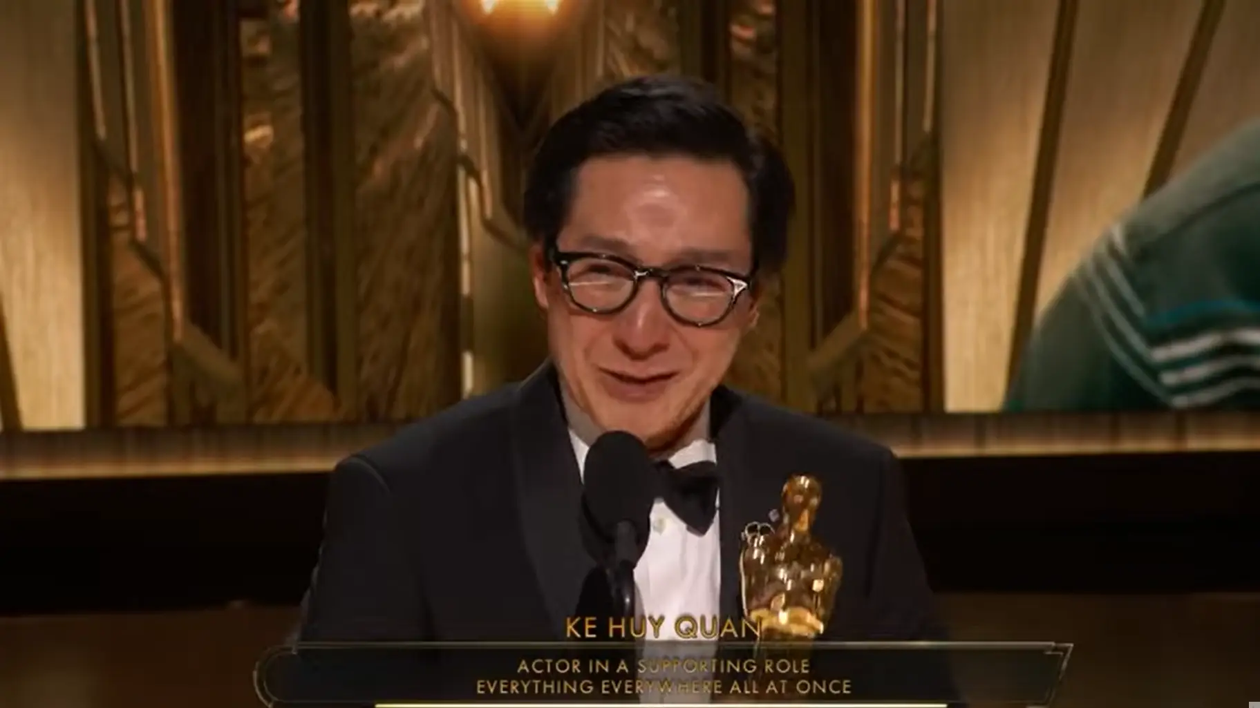 Ke Huy Quan was visibly emotional in his acceptance speech.