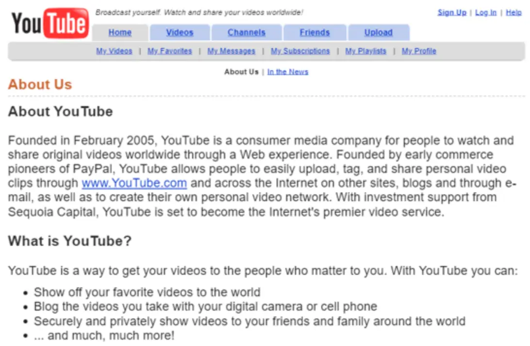How YouTube looked during its infancy (First versions/YouTube)
