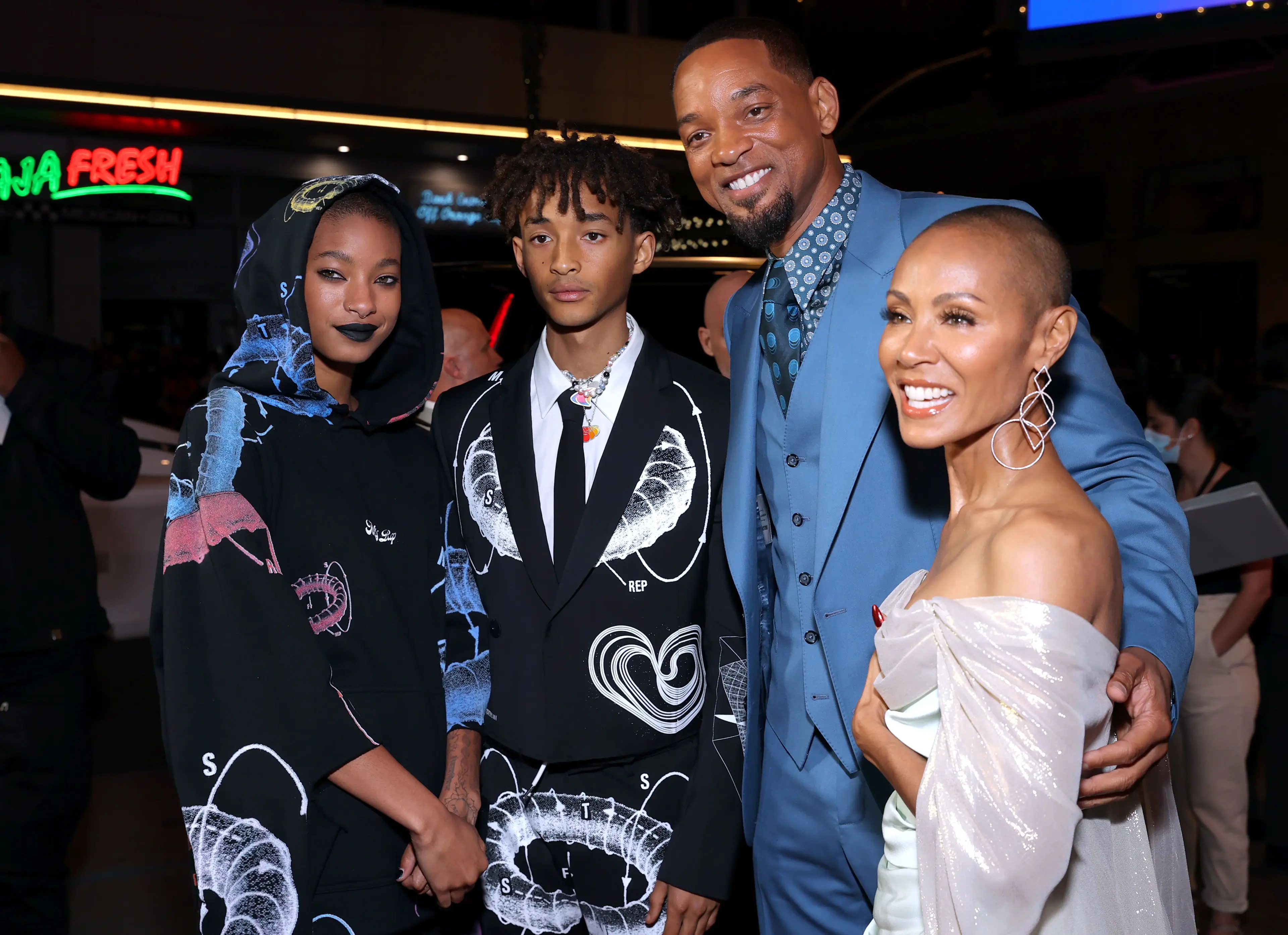 Will Smith and Jada Pinkett-Smith with Willow and Jaden.