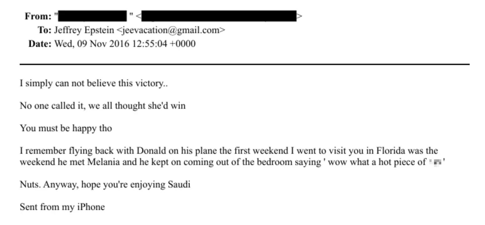 Melania was also mentioned in another email (US Justice Department)