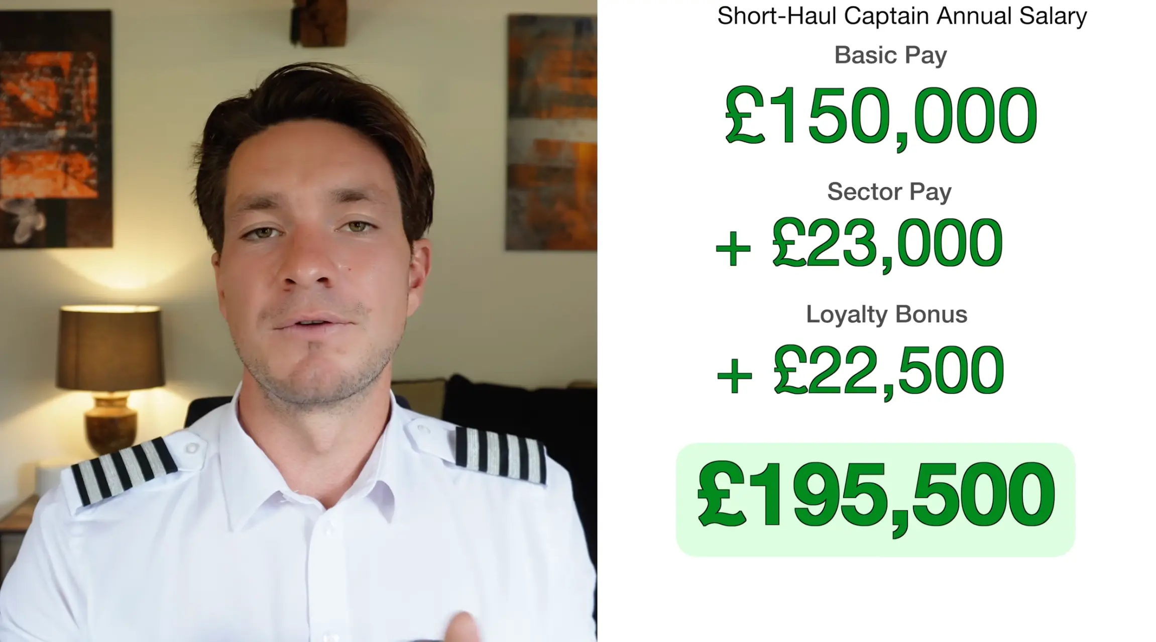 Sam broke down the salary of a UK pilot (PilotBible / YouTube)