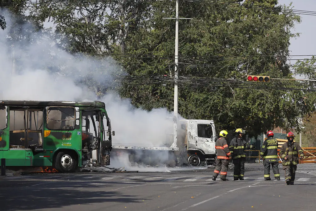 Vehicles were set on fire in Jalisco state (Stringer/Anadolu via Getty Images)