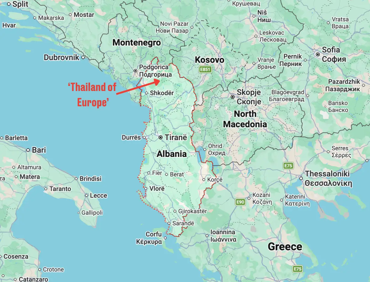 The 'hidden gem' is located in Albania (Google Maps)