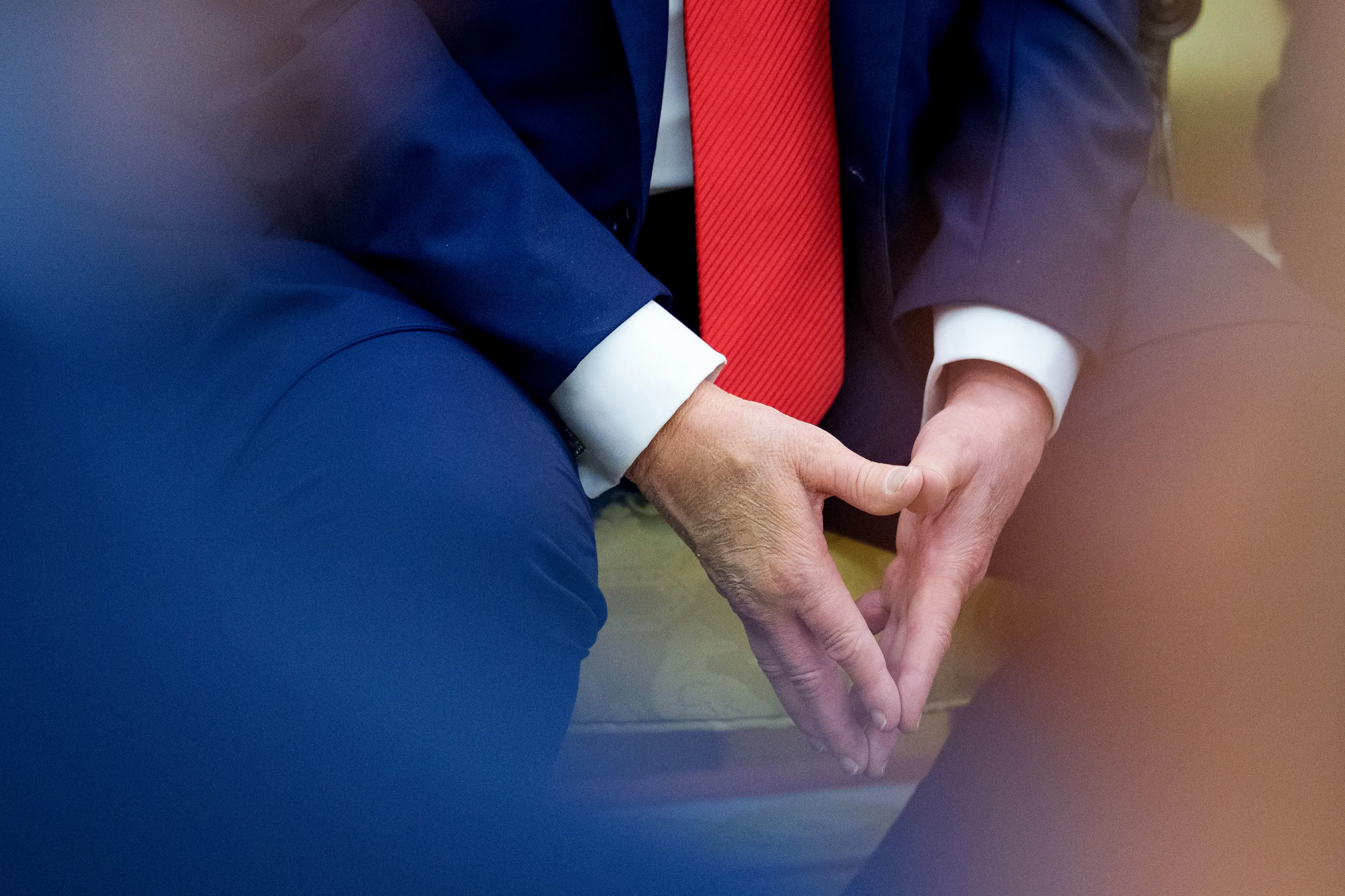 Trump is also a big fan of the 'pyramid-like' positioning (Aaron Schwartz/CNP/Bloomberg via Getty Images)
