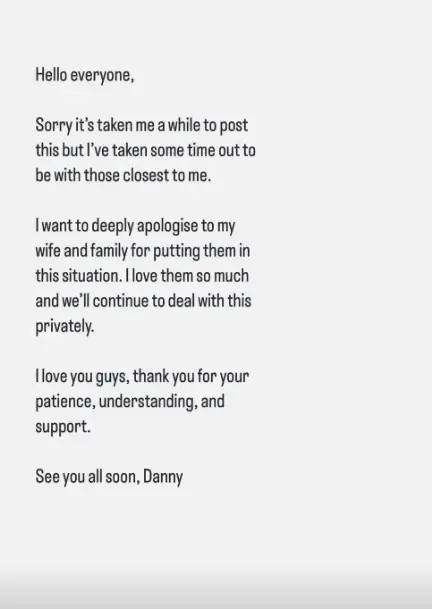 McFly star Danny Jones has shared a statement after his reported 'kiss' with Maura Higgins at the 2025 BRIT Awards (Instagram/@dannyjonesofficial) 