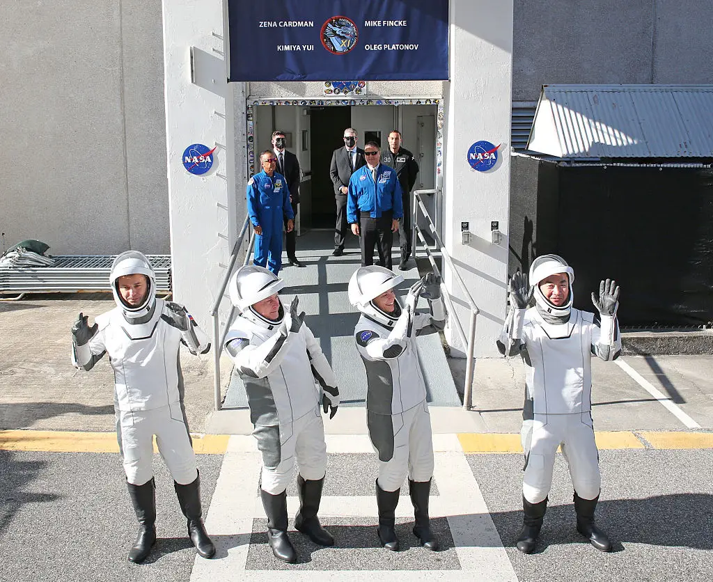 The Crew-11 mission, pictured here before they left for the ISS, have returned to Earth after months in space (GREGG NEWTON/AFP via Getty Images)