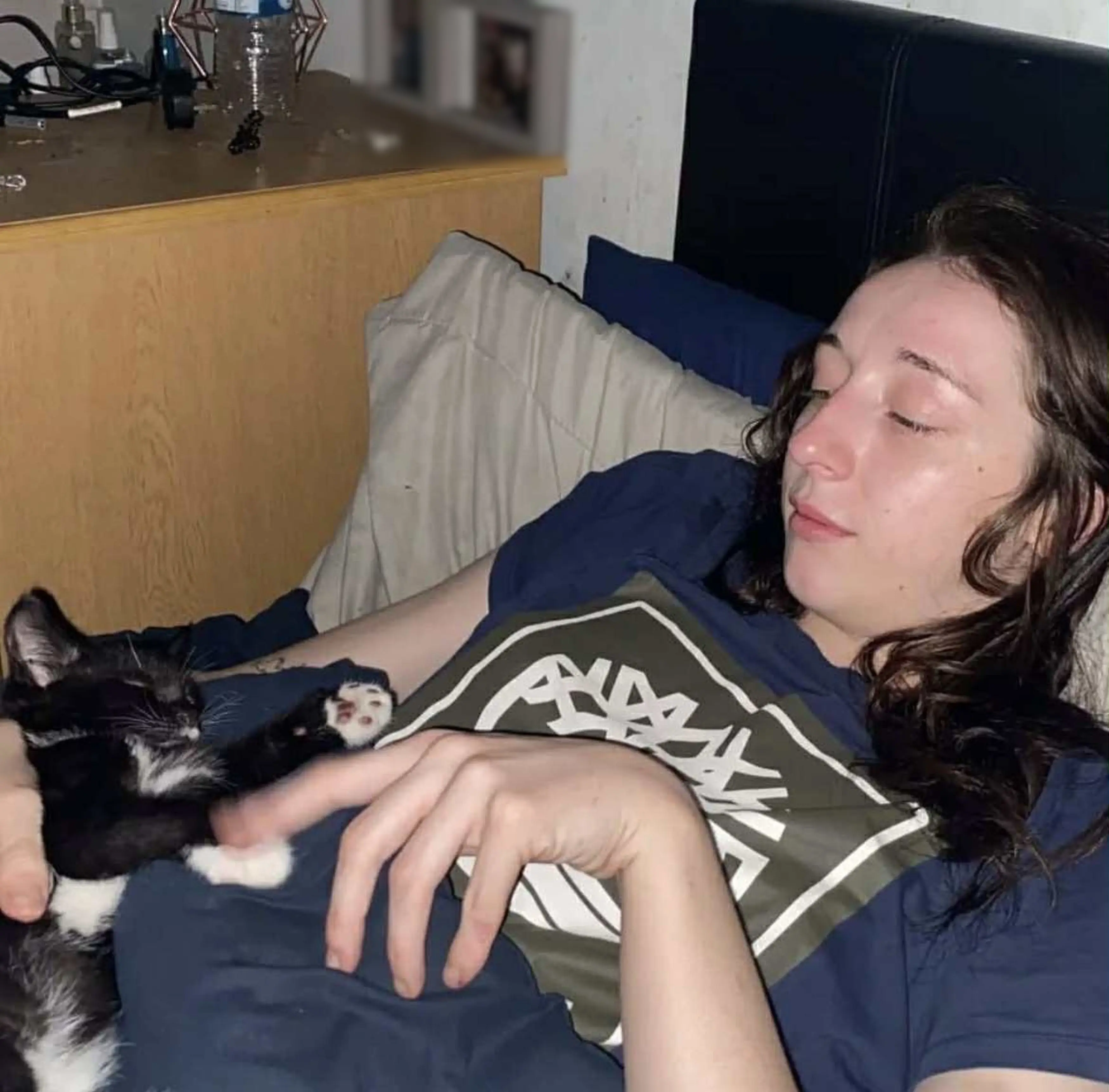 Courtney said she became 'bed bound' and would lie in her own urine for days on end - while blaming the smell on her cats (Kennedy News and Media)